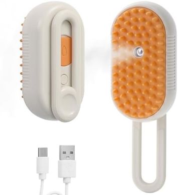 Rechargeable Steam Cat Brush: Desheds, Cleans, Massages
