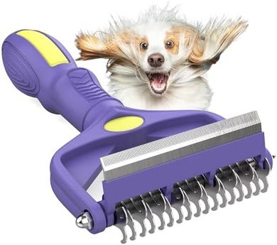 3-in-1 Pet Dematting & Deshedding Rake for Thick Coats
