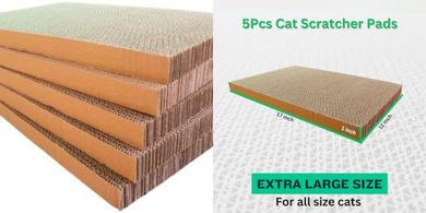 Reversible 5-Pack Cardboard Cat Scratch Pads
