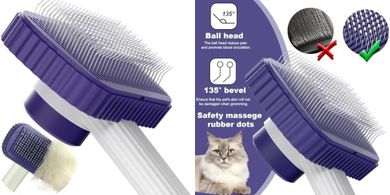 Gentle Cat Brush: Removes Loose Fur, Short & Long Hair (Blue)
