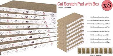 Reversible Cat Scratch Pad: 8 Packs, Durable, Recyclable Cardboard
