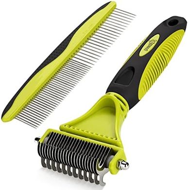 Pecute Double-Sided Pet Dematting Tool: Rake & Comb for Dogs & Cats
