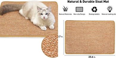 Fukumaru Sisal Cat Scratcher Mat (23.6x15.7"): Protects Furniture
