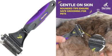 Hertzko Double-Sided Dematting Comb: Effortlessly removes mats & tangles from pets.