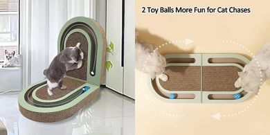 Extra Long 26" Double-Sided Cat Scratch Pad with Bells
