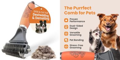 GoPets Dual-Sided Deshedding Comb: Stainless Steel, Ergonomic Handle
