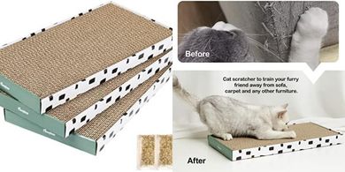 Reversible Cat Scratcher Lounge Bed with Catnip (Large, 3-piece set)
