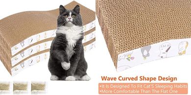 PatiencET 3-Pack Recycled Cardboard Cat Scratcher Lounger
