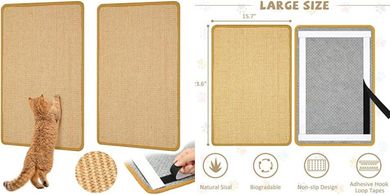 Sisal Cat Scratching Mats (2-pack, 23.6"x15.7", adhesive backing)
