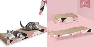 ComSaf Wave Cat Scratcher Lounge: Foldable, Reversible, Furniture Protector
