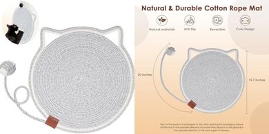 Round Cat Scratcher Mat: Natural Cotton Rope, Protects Furniture
