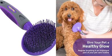 Hertzko Soft Pin Pet Brush: Removes Loose Hair, Desheds Dogs & Cats
