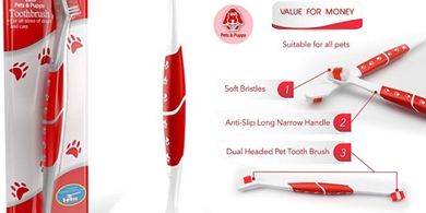 Dual-Head Pet Toothbrush: Soft Bristles, Easy Cleaning
