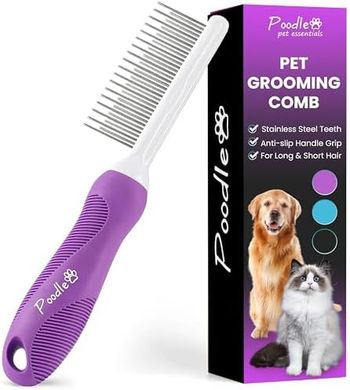 Poodle Pet Comb: Stainless Steel Teeth for Gentle Dog & Cat Grooming
