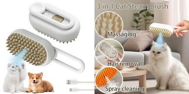 Steam & Self-Cleaning Pet Hair Brush (Grey)
