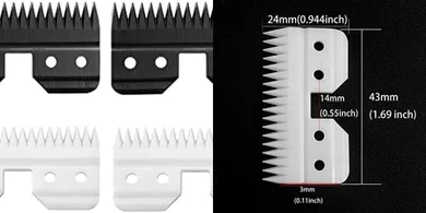 Oster Ceramic Clipper Blades (4-pack): A5, Andis 18T, Wahl KM2/5/10 compatible.