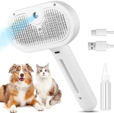 3-in-1 Cat & Pet Steam Brush: Removes Shedding, Grooming Tool
