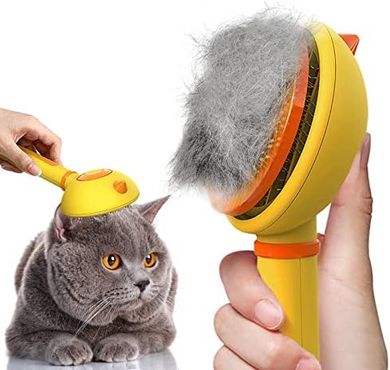 Self-Cleaning Pet Brush with Release Button for Cats & Dogs
