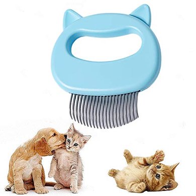 Soft Cat & Dog Deshedding Massage Comb (Blue)