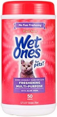 Wet Ones Pet Cat Wipes: Fresh Scent, Aloe Vera, 50 Count
