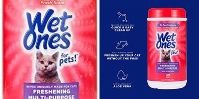 Wet Ones Pet Cat Wipes: Fresh Scent, Aloe Vera, 50 Count
