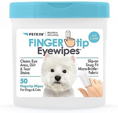 Petkin Eye Wipes: 50 Scent-Free, Micro-Bristle Wipes for Dogs & Cats
