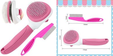 KALAMANDA Pink Self-Cleaning Slicker Brush for Cat Shedding
