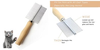 Double-Sided Pet Comb: Removes Mats, Tangles & Debris
