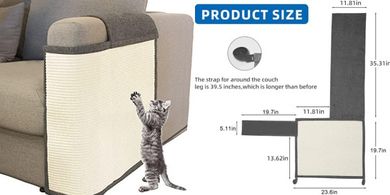 Left-Handed Sisal Cat Scratch Couch Protector
