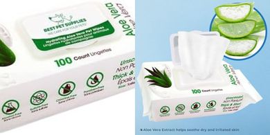 Aloe Vera Pet Grooming Wipes (100-pack): Unscented, Plant-Based, Hydrating
