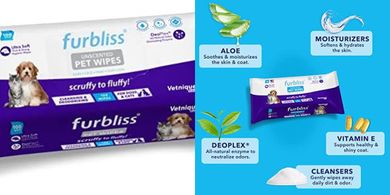 Furbliss Hypoallergenic Pet Wipes (Unscented, 100ct)
