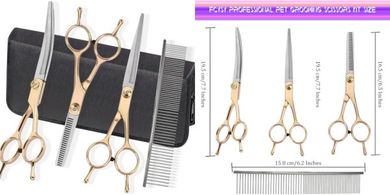 Home Dog Grooming Kit: Scissors, Thinning Shears & Tools
