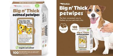 Petkin Oatmeal Pet Wipes: Soothe Itchy Skin, Clean Paws & Face (100ct)
